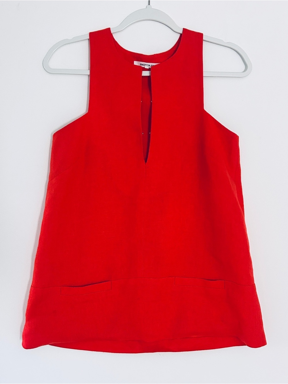 Emerson Fry Linen A Line Mod Top Sleeveless Tank Minimalist Warm Red Size XS